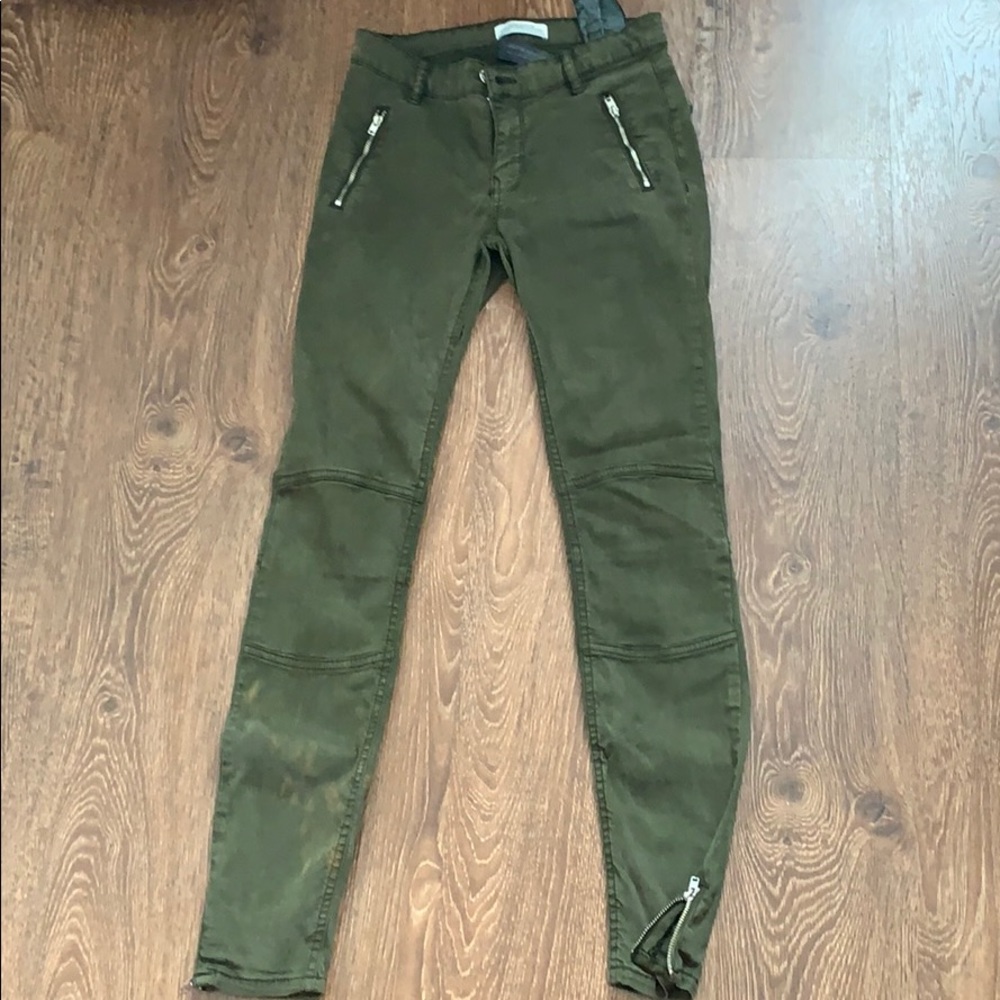 Green denim pants